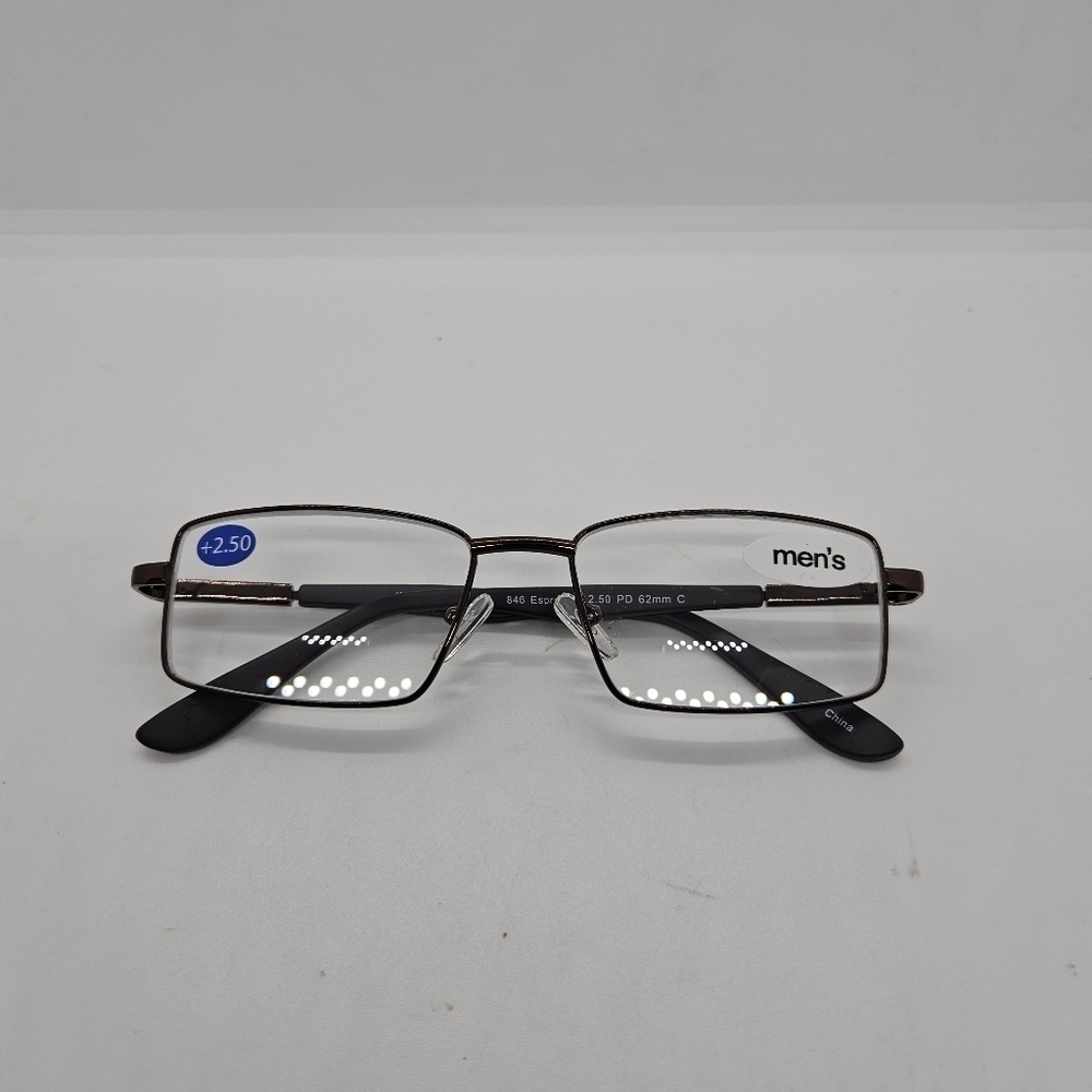 NEW copper wire rimmed rectangular reading glasses +2.50